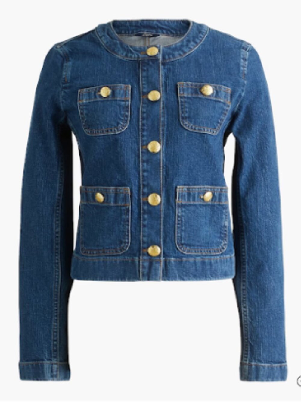 J. Crew Factory Denim Patch Pocket Lady Jacket Size 14 Blue 99% Cotton